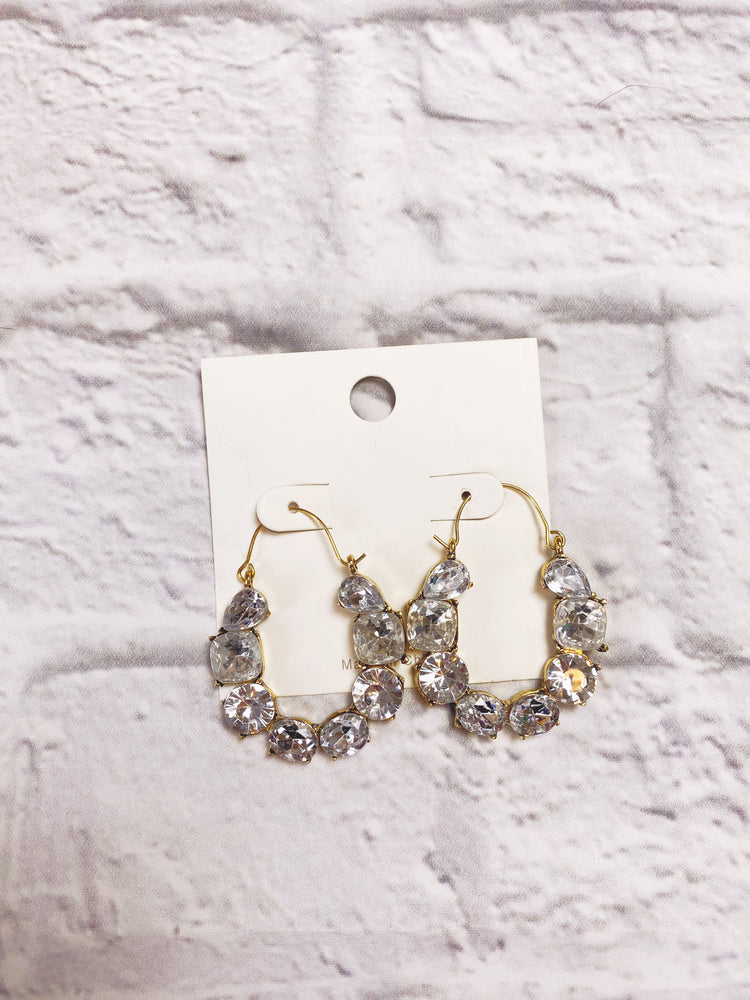 Chunky Stone Crescent Hoops