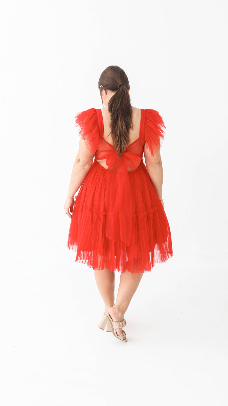 Ruby Red Temptation Tulle  Dress