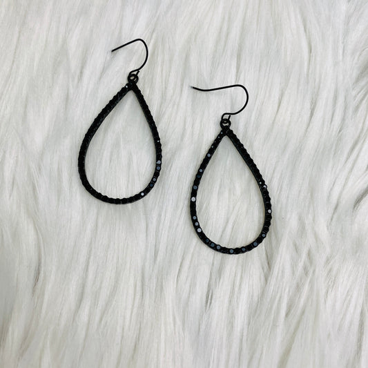 Black Stone Teardrop Earrings